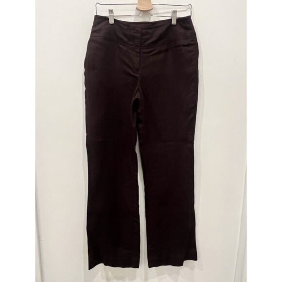 Worthington Linen Burgundy Pants Trousers Sz 8 Wide Leg Office Work Career - Picture 1 of 5